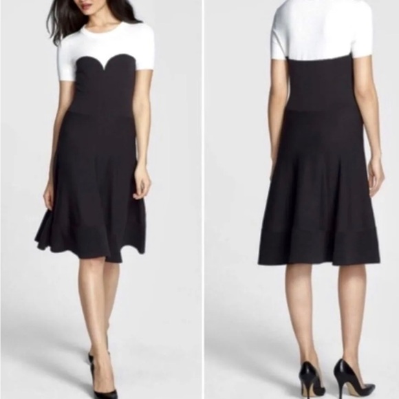 Kate Spade Branton Square Black Color Block Fit Flare Sweater Dress Size S - Picture 1 of 6